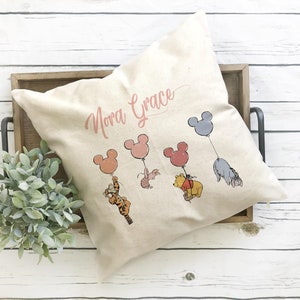 Disney Nursery Pillow, Pooh Throw Pillow decor, disney bedroom, girls room, mickey gift, disney pillowcase, personalized pillow