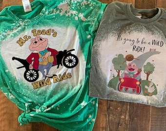 Mr toad tshirt, mr toads wild ride tee, Mr toad bleached tshirt, removed disney rides, old school disney ride tshirt