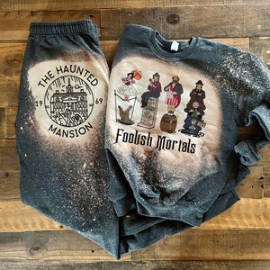 haunted strecthing room sweatshirt, foolish mortals sweatshirt, spooky disney sweatshirt, halloween sweatshirt disney