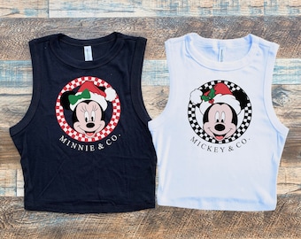 Christmas Mickey Crop, Magic Kingdom Minnie crop tank, Disney Holiday men and women, Matching Christmas, Disney At Christmas, Winter Holiday