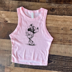 Pink Minnie Crop Tank, Minnie Mouse Tank Top, Toddler Crop Tank, Retro Black White Mouse, Sketch Minnie Baby Tee