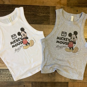 Retro Mickey Crop Tank, Girls Mickey Mouse Tank Top, Girls Retro mouse tshirt, Limited old school baby tee, Disney cute shirt