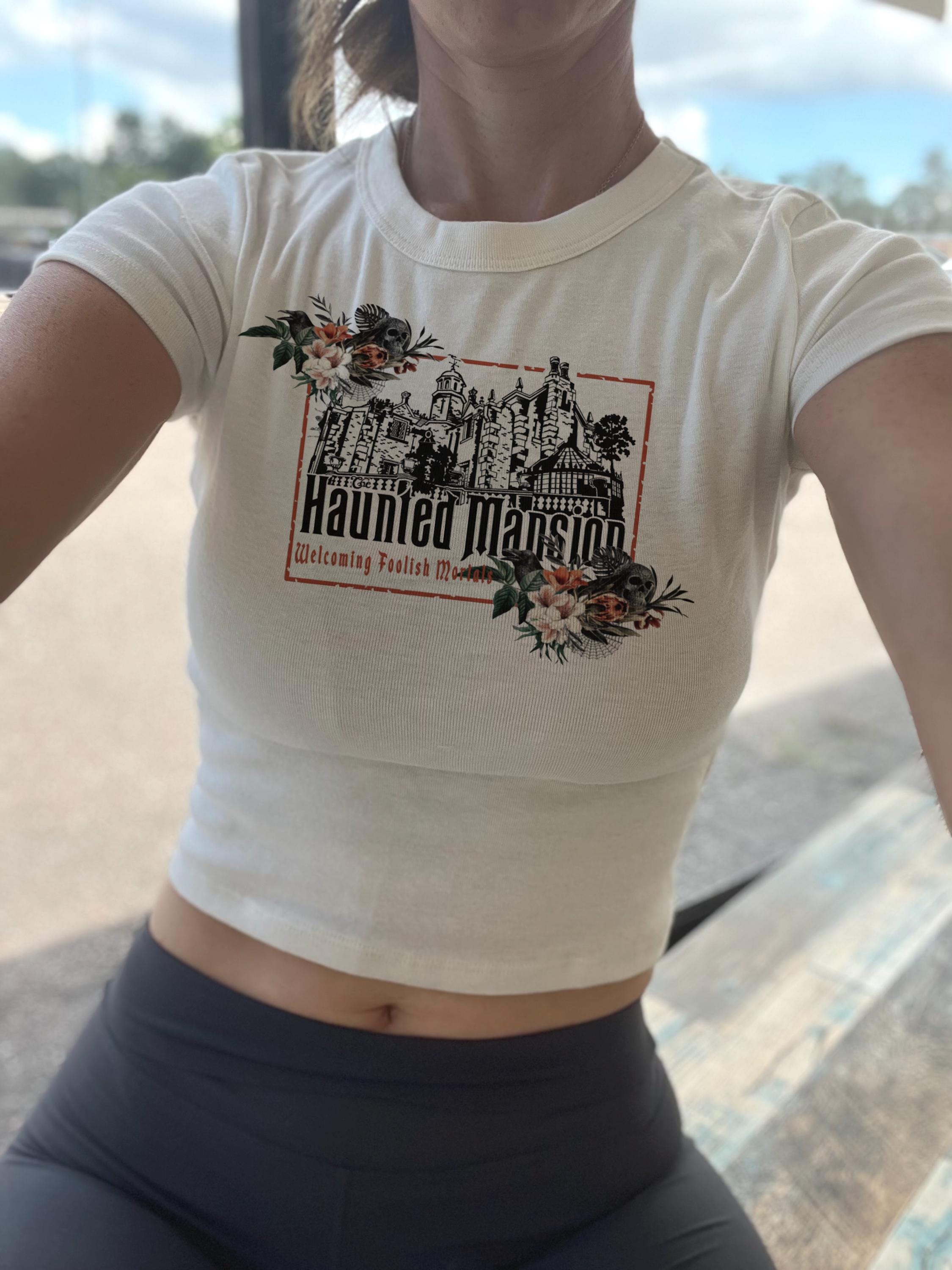 Haunted Mansion Baby Tee, Hitch Hiking Ghosts Crop Tank, Foolish Mortals Tee, Disney Ghosts shirt, Floral Womens Boo to You Tshirt