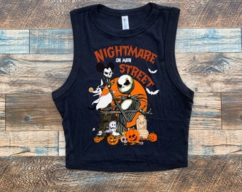 Nightmare Oogie Crop Tank, Sally Jack Zero Crop top, Disney Halloween movie crop tank, Jack Skellington black shirt