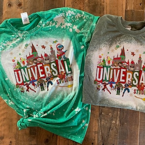 Universal studio christmas shirt, universal family vacation christmas tshirt, universal hollywood christmas tee, bleach washed universal tee