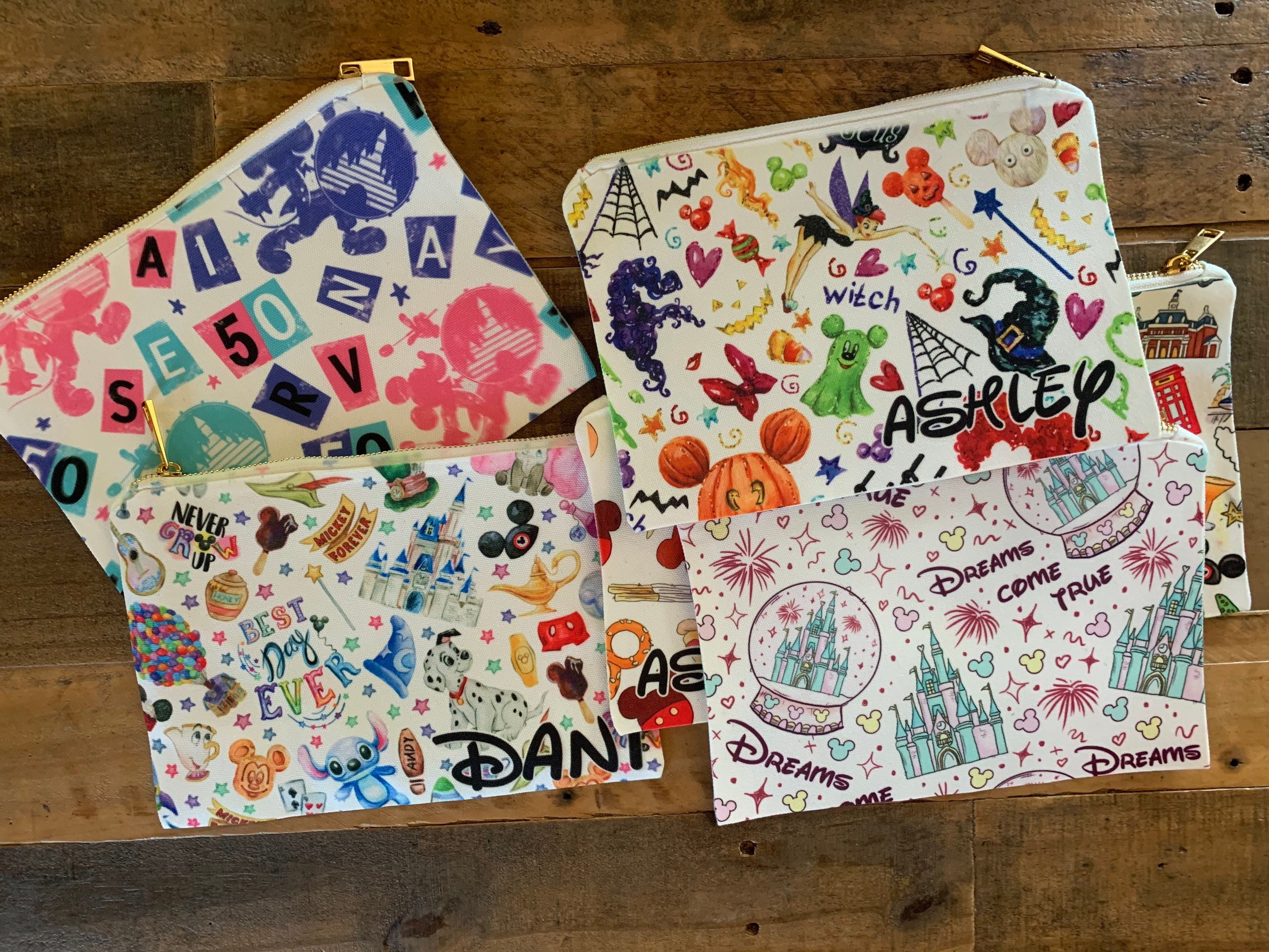 Disney Makeup Bag Cosmetic Bag Disney Pouch Disney Zip Bag Etsy