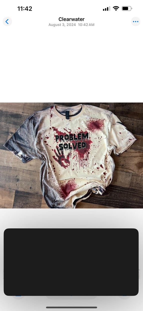 Camiseta Problem Solved Para Hombre - Estampado Sangriento De Terror, Manga Corta, Cuello Redondo