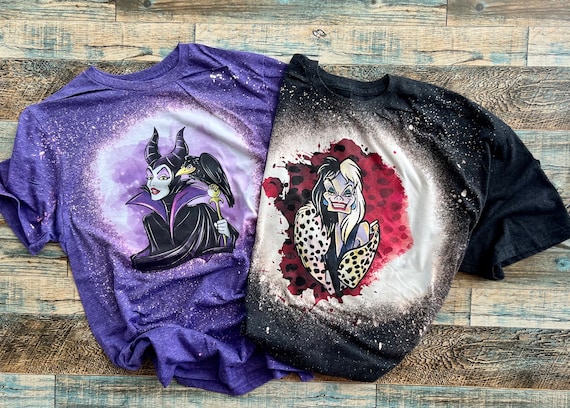 Ursula, Evil Queen bleached tshirt, Queen of Hearts shirt, Wicked Queen shirt, Mother Gothel Shirt, Capitan Hook Bleached tee, Halloween Tee