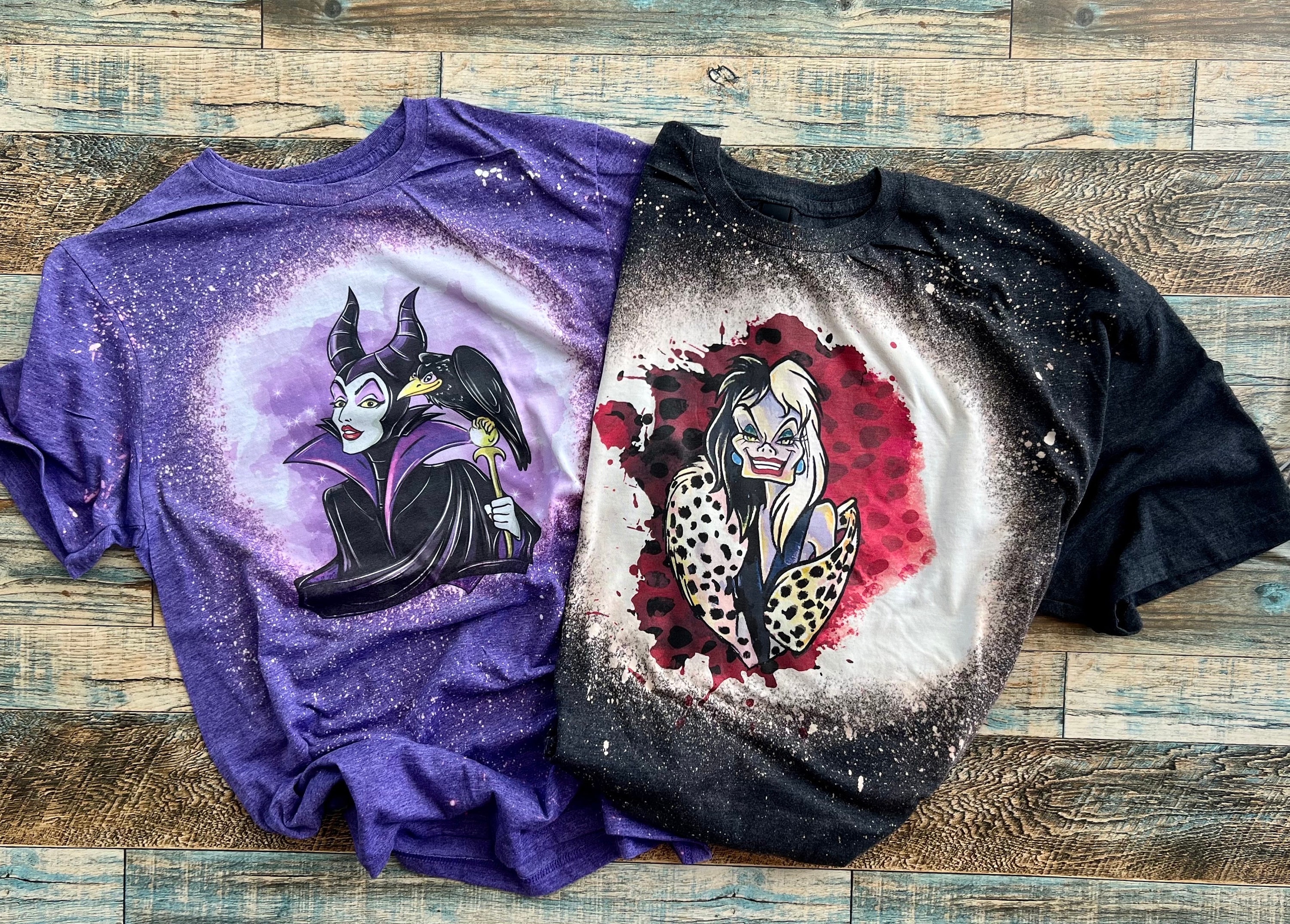 Ursula, Evil Queen bleached tshirt, Queen of Hearts shirt, Wicked Queen shirt, Mother Gothel Shirt, Capitan Hook Bleached tee, Halloween Tee