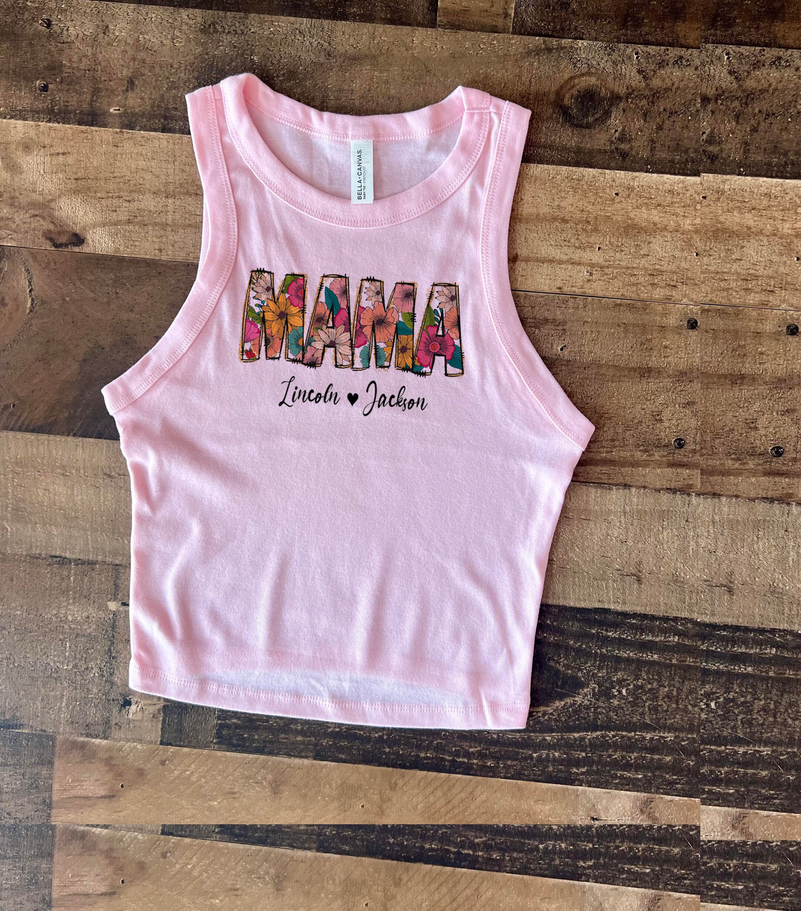 Mama Pink Crop Tank, Mom Baby tee, Mothers day gift, Mom Toddler Gift, Trendy mother baby tee