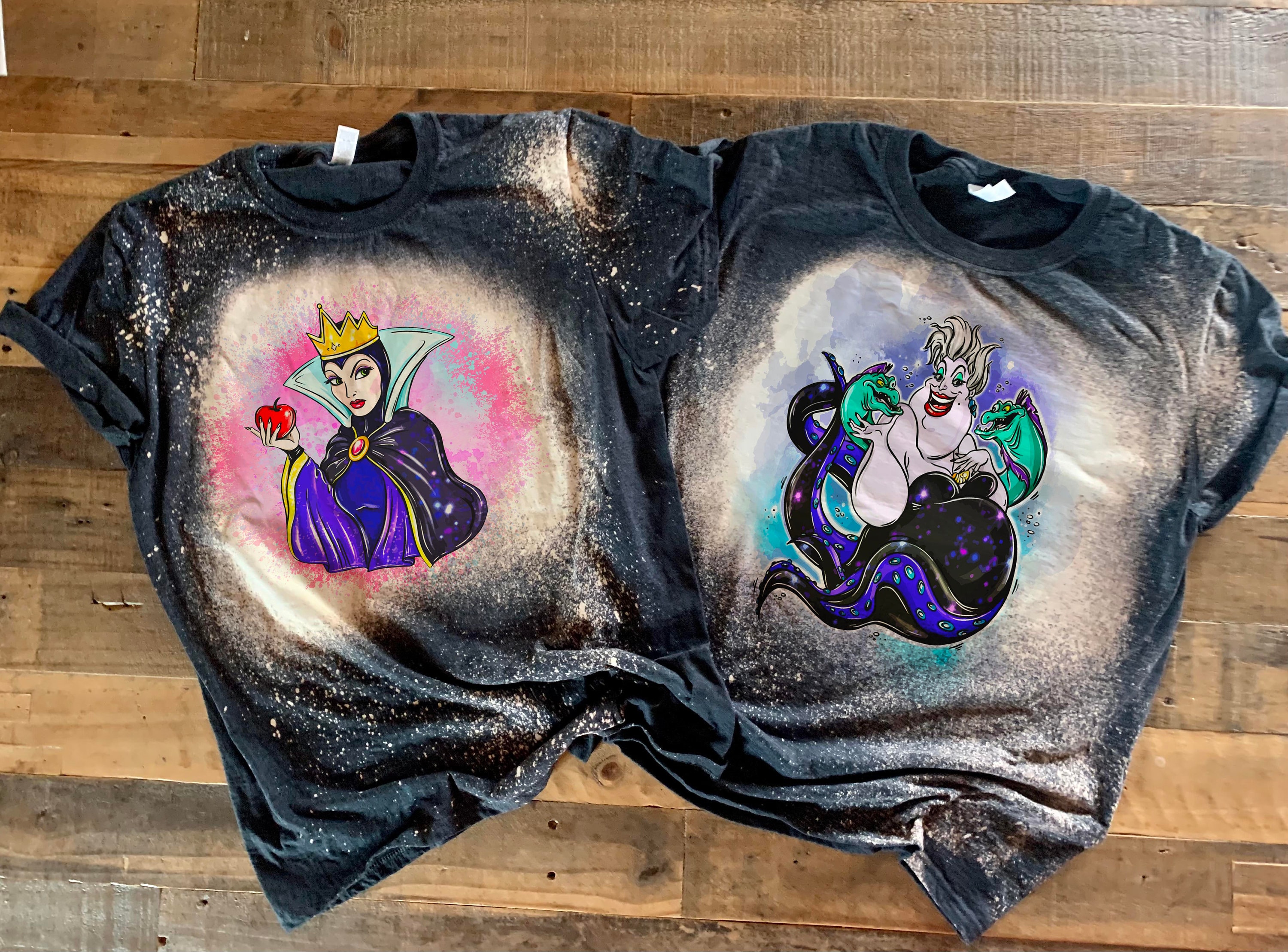 Ursula, Evil Queen bleached tshirt, Queen of Hearts shirt, Wicked Queen shirt, Mother Gothel Shirt, Capitan Hook Bleached tee, Halloween Tee