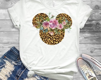 minnie leopard flower shirt, disney shirt, leopard disney shirt, womens leopard disney shirt, pretty unisex disney tshirts