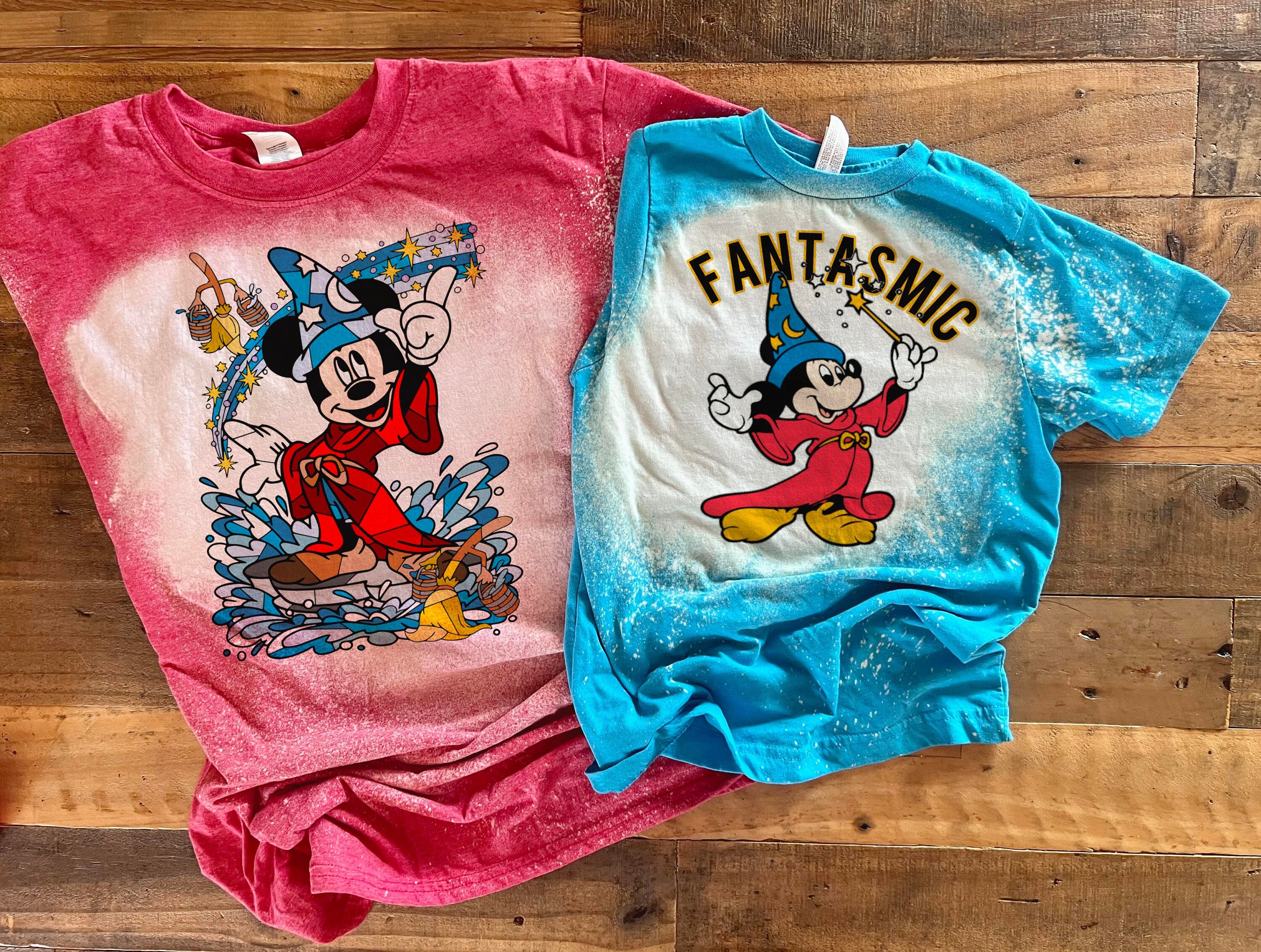 Fantasmic Shirt, Sorcerer Mickey, Fantasia Bleached Tshirt 