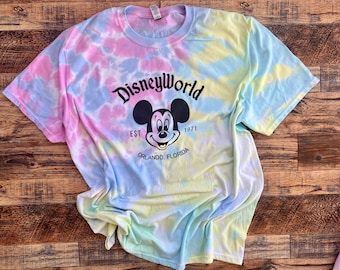 Camiseta tie-dye de Disneyworld, camiseta tie-dye de Mickey, camiseta retro de Disney, camiseta tie-dye de ratón, tie-dye de cabeza de Mickey, camisetas tie-dye a juego para toda la familia