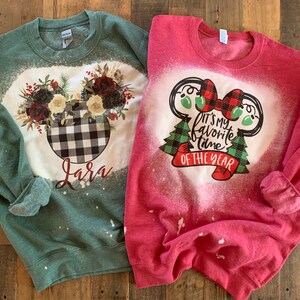 Disney womens christmas sweatshirt, green christmas sweatshirt disney, red christmas sweater, disney family christmas sweatshirt image 6
