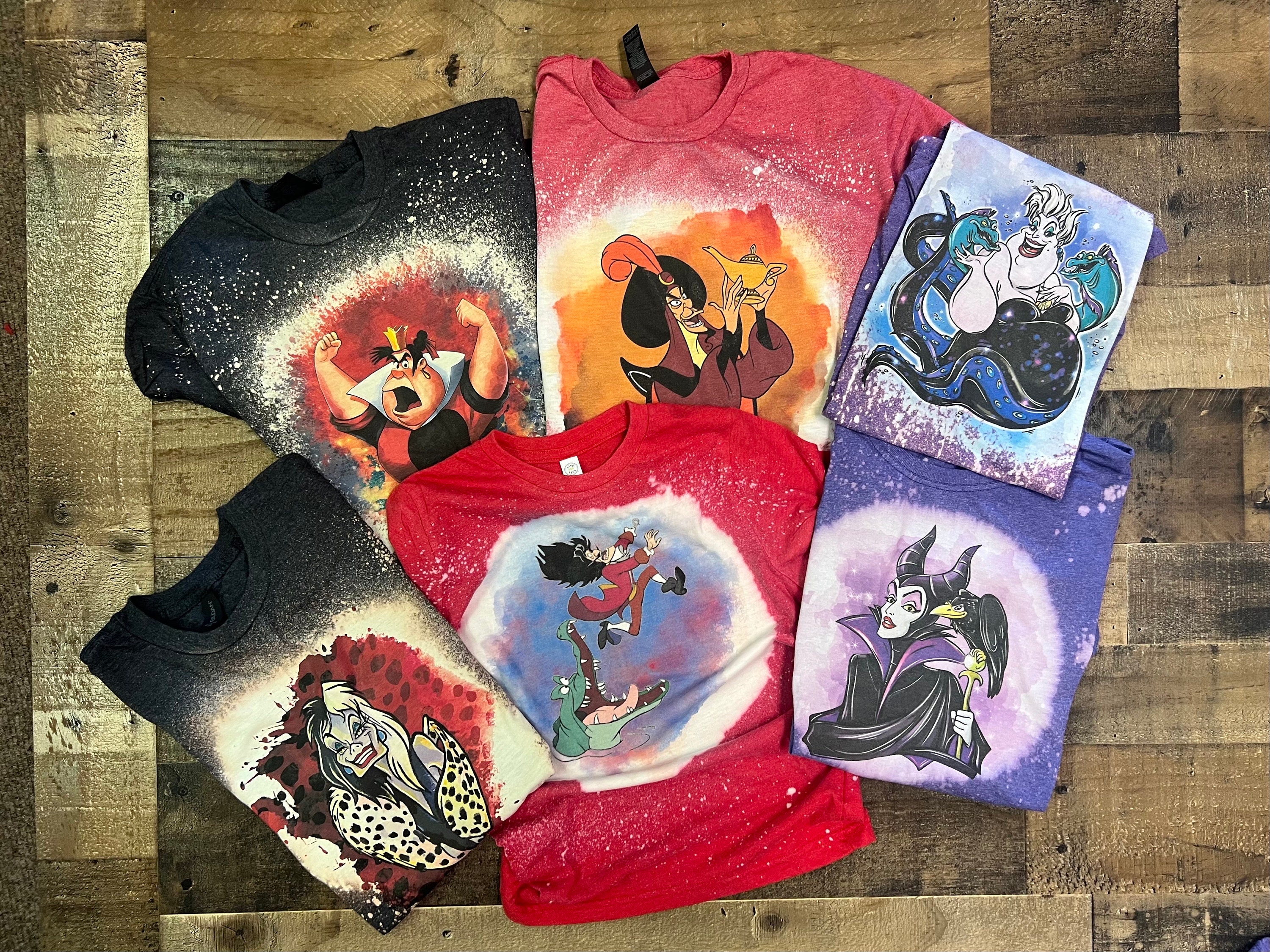 Ursula, Evil Queen bleached tshirt, Queen of Hearts shirt, Wicked Queen shirt, Mother Gothel Shirt, Capitan Hook Bleached tee, Halloween Tee