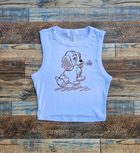 Lady and Tramp crop Tank, Puppy Baby tee, Movie American Cocker Spaniel, Retro Disney Dog, English Dog, Disney World tee, Disneyland tee