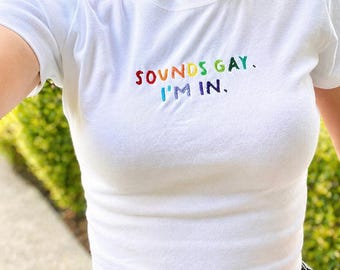 Gay Pride Embroidery Baby tee, lgbtqia Pride Crop tank, Gay Rights, PRIDE Rainbow, Pride Parade shirt, lgbtq+, Support lesbian, Happy Pride
