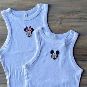 Minnie Mouse retro Embroidery Red Tank, Mickey Red Baby tee, Old School Magic Kingdom Navy Womens Mens, WDW Summer unisex tshirt image 9
