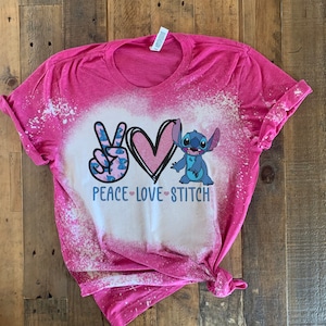 Stitch Shirt, Lilo and Stitch Scrump Shirt, Peace Love and Stitch, Disney Shirt, Graphic Tee, Bleach Shirt, Bleached Graphic Tee