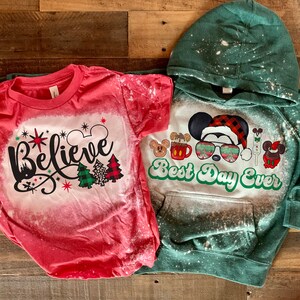 Disney womens christmas sweatshirt, green christmas sweatshirt disney, red christmas sweater, disney family christmas sweatshirt image 2