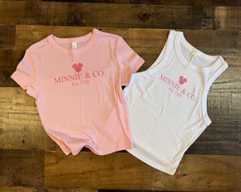 Mickey Co Baby Tee, Mouse Crop Tank, Monochrome Coquette Soft Disney tshirt, WDW old school baby tee, Disney cute, Feminine Mickey Pastel