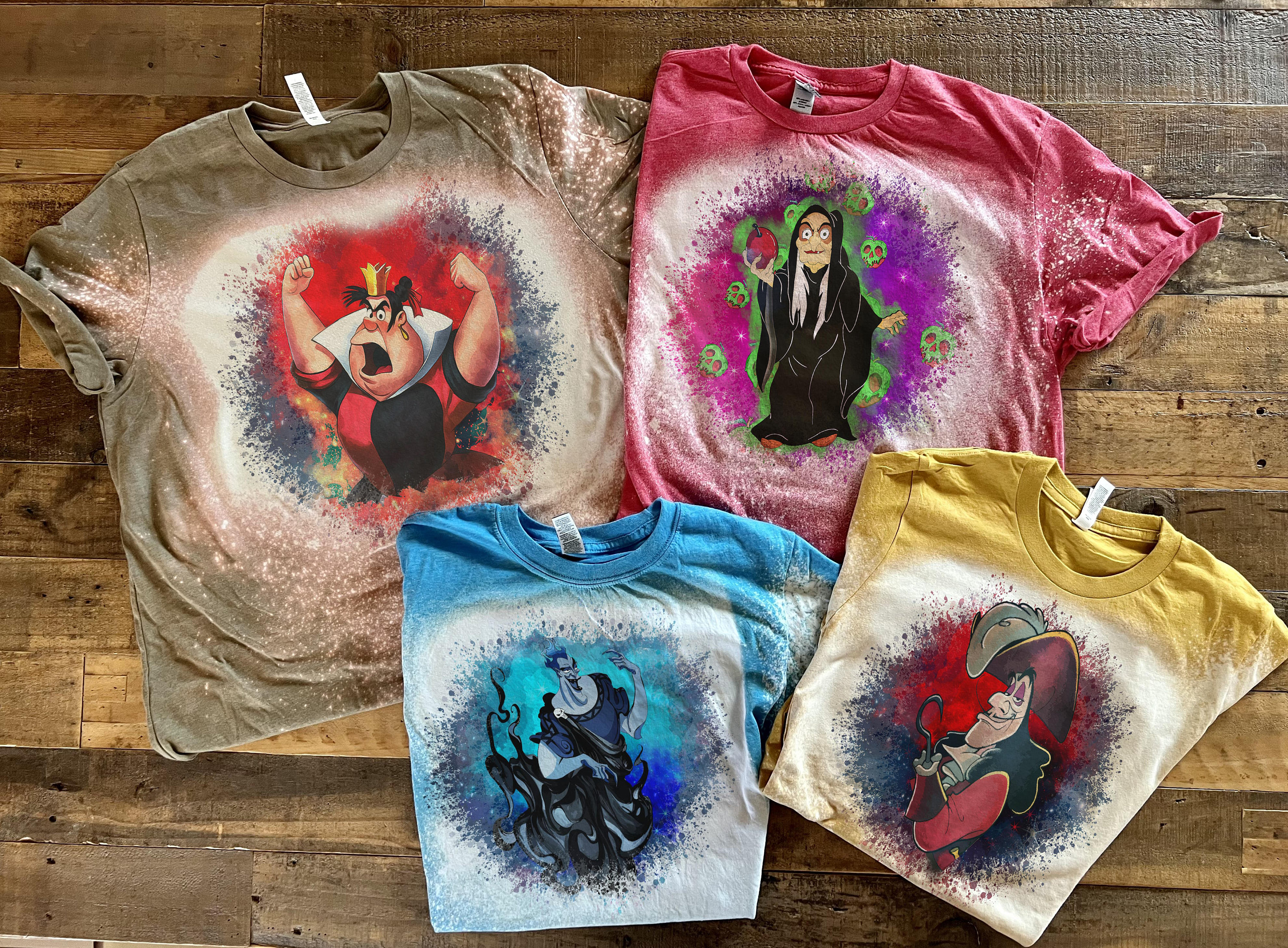 Ursula, Evil Queen bleached tshirt, Queen of Hearts shirt, Wicked Queen shirt, Mother Gothel Shirt, Capitan Hook Bleached tee, Halloween Tee