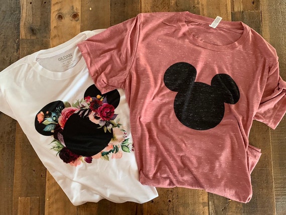 Disney gift for her Disney plus size Disney floral shirt Flower garden Disney family tees Mickey ears Disney shirts Disney mom shirt