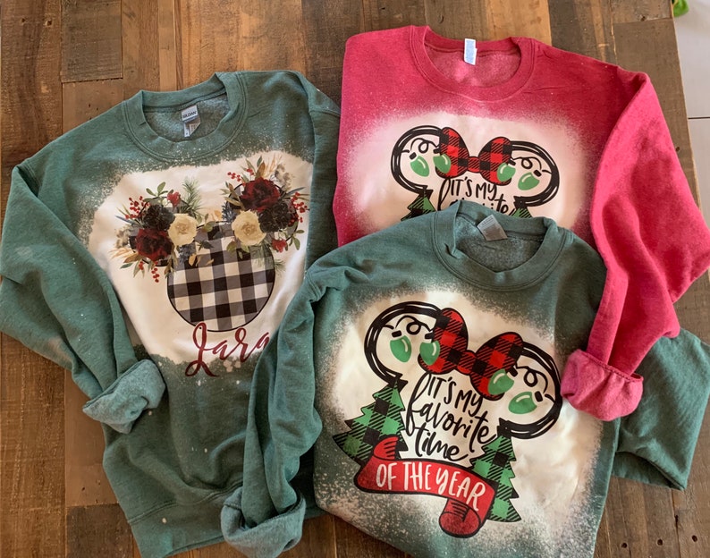 Disney womens christmas sweatshirt, green christmas sweatshirt disney, red christmas sweater, disney family christmas sweatshirt image 1