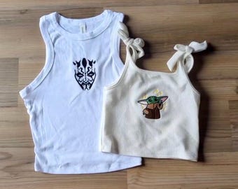 Darth Embroidery Crop Tank, Yoda Baby Tee, Star Wars Lightsaber, Sith Tshirt, Empire Strikes, Cute Luke Shirt, Force Vader, Pew Pew Blaster