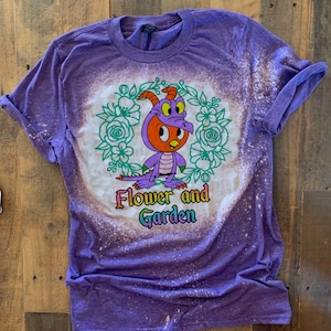 Flower Garden Epcot shirt, Epcot festival bleached, Orange Bird Figment shirt, figment festival shirt, epcot orange bird tee