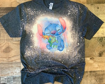 Stitch Scrump Shirt, Peace Love and Stitch Tank, Disney Shirt, Graphic Tee, Bleach Shirt, Bleached Graphic Tee
