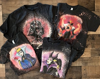 Facilier, Princess and Frog, Lucifer cat bleached tee, Evil Queen shirt, Queen of Hearts Shirt, Darth bleached shirt, Cinderella tshirt