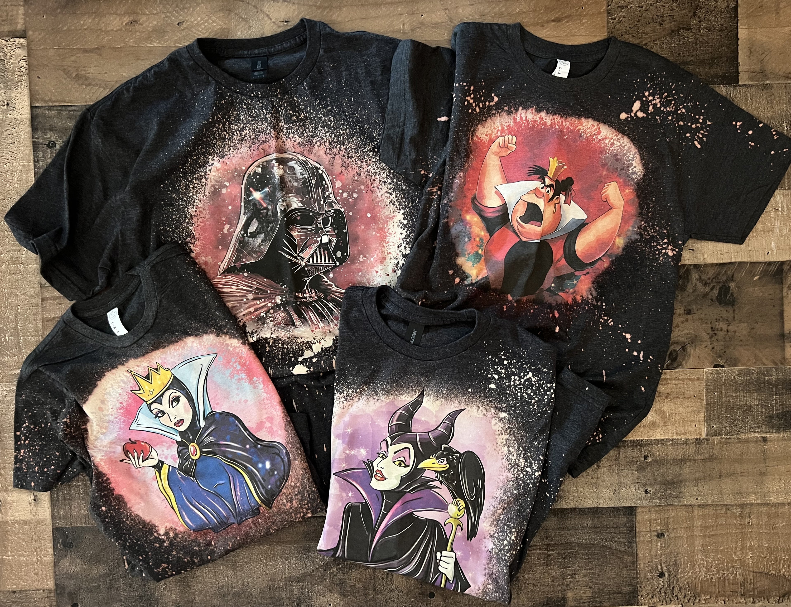 Ursula, Evil Queen bleached tshirt, Queen of Hearts shirt, Wicked Queen shirt, Mother Gothel Shirt, Capitan Hook Bleached tee, Halloween Tee