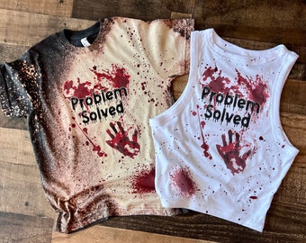 Problème Résolu T Shirt Halloween Femme Col V Deguisement