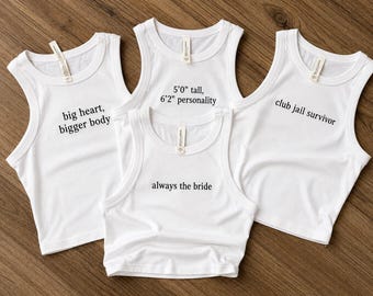 bachelorette Embroidery Crop Tank, Bridal Party Gift Baby tee, Your own words gift, Funny Bridesmaid, y2k womens and mens, Unisex tshirt