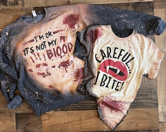 Bluza z krwawym napisem „Halloween”, koszulka z kostiumem „Problem Solved”, koszulka z napisem „Horror Night HHN”, koszulka z przerażającym, zabawnym kostiumem „Horror Night” dla obu płci, plamy krwi
