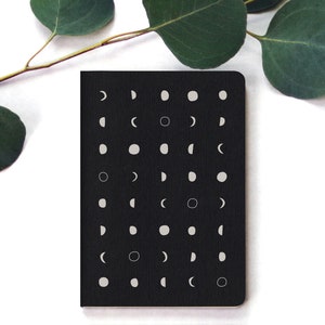 Moon Phases Notebook • Small Blank Notebook • Black Notebook • Moon Journal • Pocket Notebooks