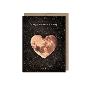 Heart Moon Valentine's Day Card: Romantic Collage Art