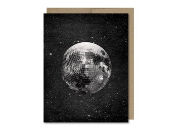 Disco Moon Card • Space Card • Disco Ball Card • Any Occasion