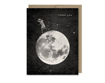 Moon Thank You Card • Vintage Girl & Space • Card Set