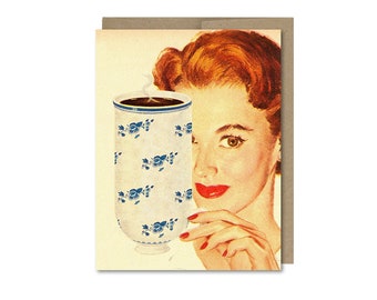 Coffee Lover Card • Gift For Friend • Vintage Coffee Collage Art Card • Any Occasion • Blank Inside