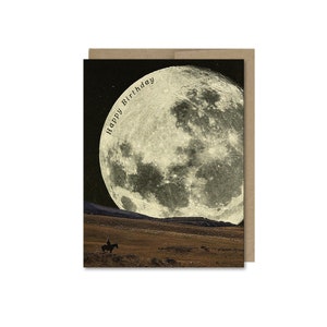 Cowboy & Moon Birthday Card • Birthday Gift For Friend • Vintage Western Card