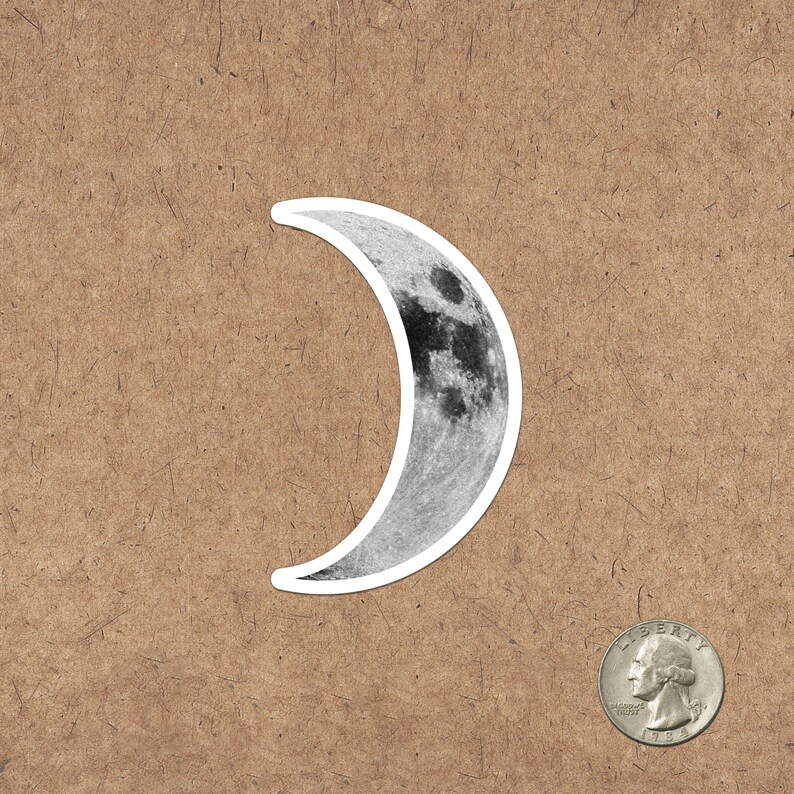 Crescent Sticker Crescent Moon Vinyl Sticker: Space Decal (3