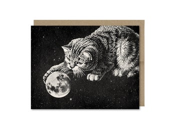 Cat & Moon Card • Animal Card • Any Occasion