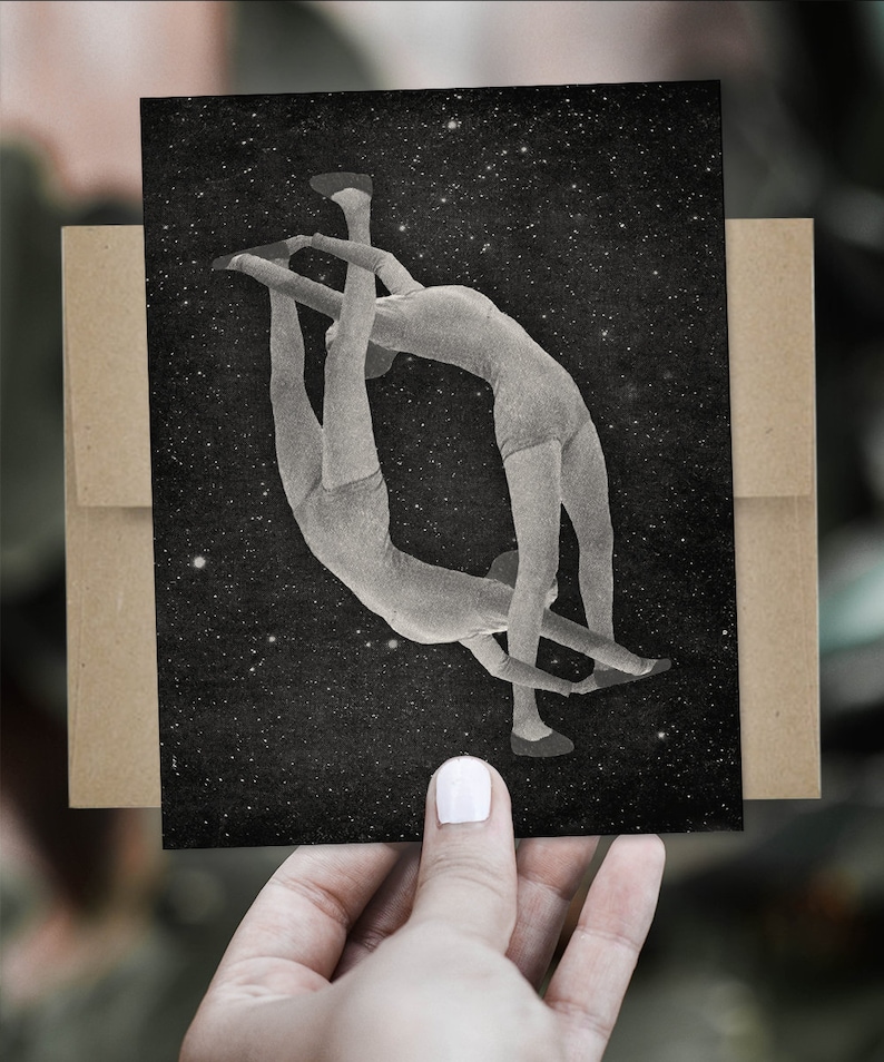 Bending Over Backwards Collage Art Greeting Card Blank Card Etsy