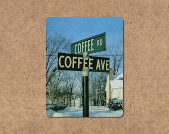 Vintage Coffee Street Signs Sticker: Coffee Lover Gift