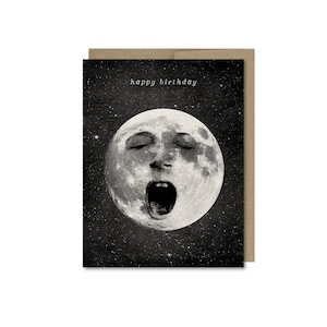 Sleepy Moon Birthday Card • Birthday Gift For Friend • Space Birthday Card