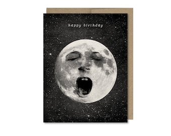 Sleepy Moon Birthday Card • Birthday Gift For Friend • Space Birthday Card