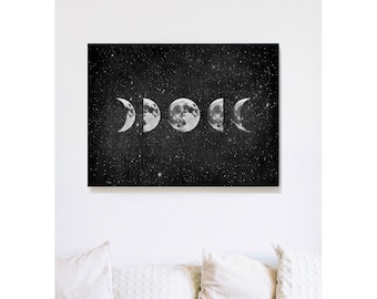Moon Phase • Canvas Artwork • Vintage Art Collage • Ready To Hang
